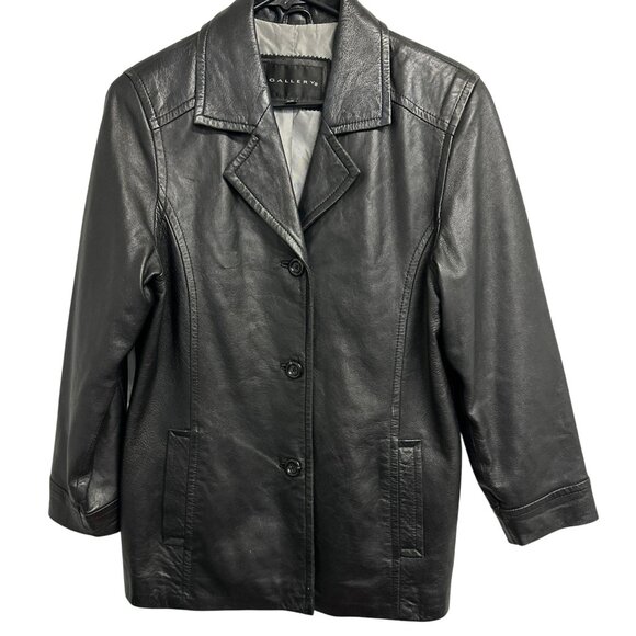 Vtg Y2k Gallery Buttery Soft Leather Jacket Womens Button Oversized Size Medium - Picture 1 of 6